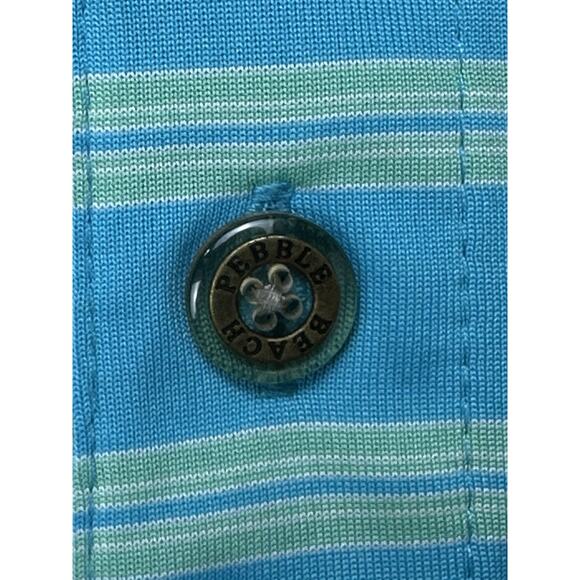 Pebble Beach Performance Golf Polo Shirt Mens XL Blue Striped Stretch Spring - Picture 6 of 10